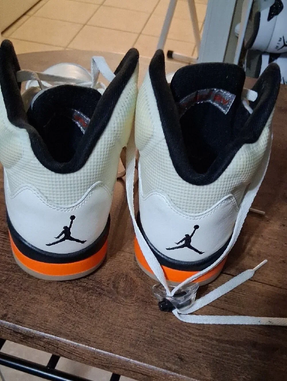 Jordan Men's White and Orange Mid-Top Athletic Sneakers